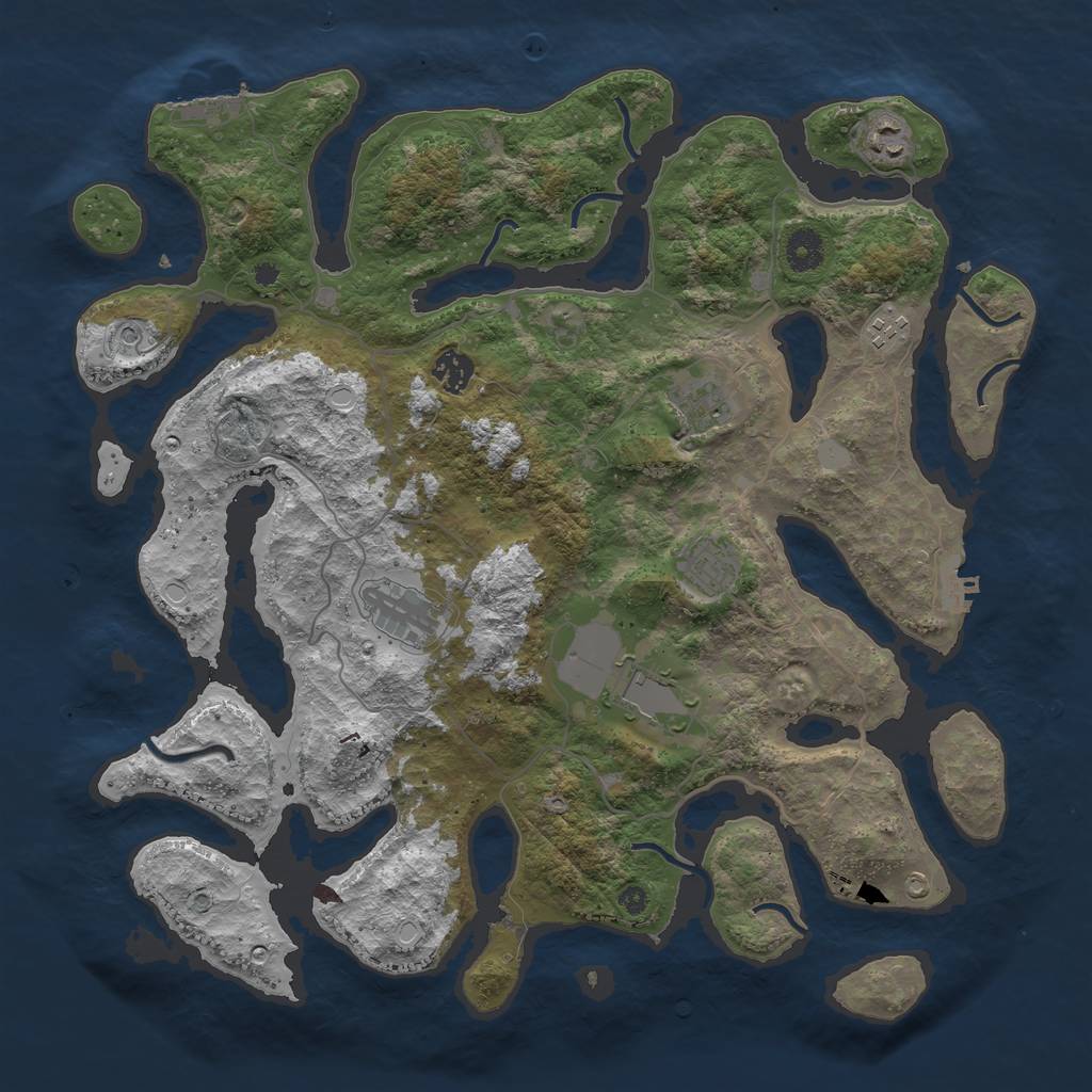 Rust Map: Procedural Map, Size: 4000, Seed: 857450, 15 Monuments