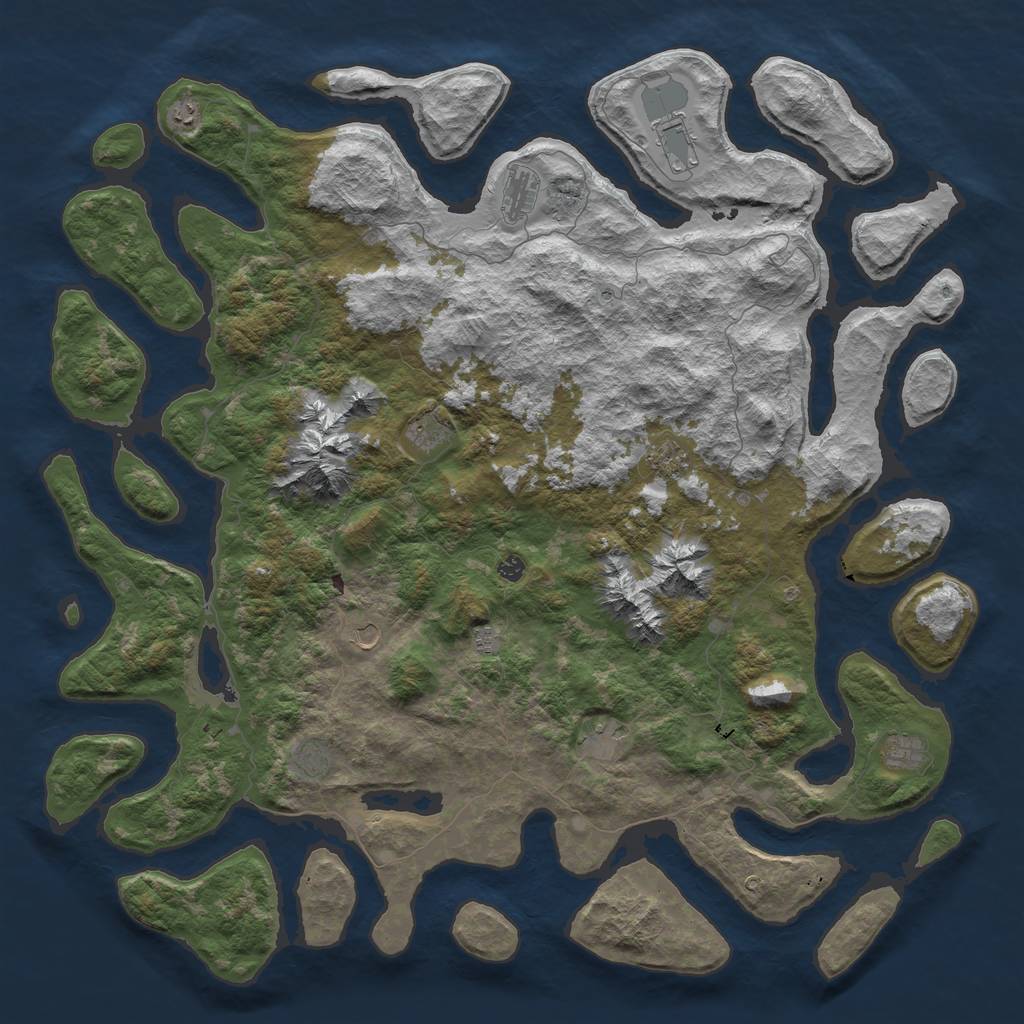 Rust Map: Barren, Size: 6000, Seed: 13562, 14 Monuments