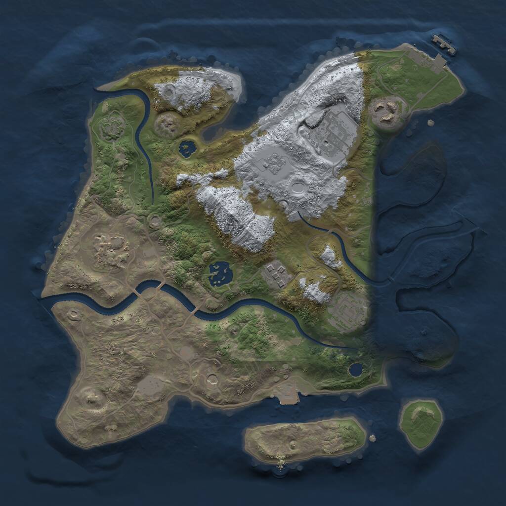 Rust Map: Procedural Map, Size: 3000, Seed: 2039144070, 11 Monuments