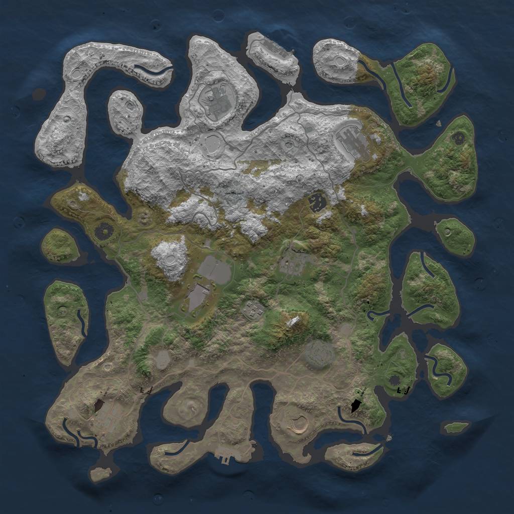 Rust Map: Procedural Map, Size: 4250, Seed: 1874499633, 17 Monuments