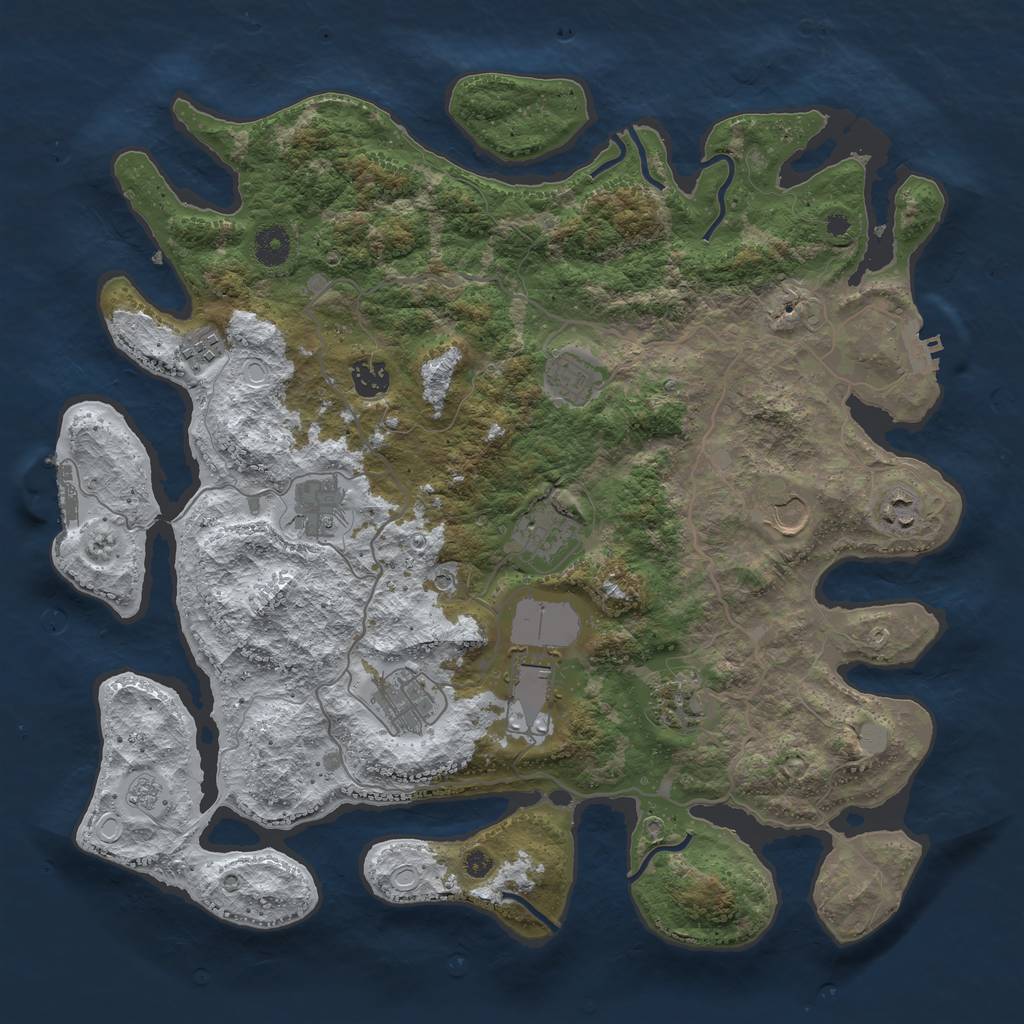 Rust Map: Procedural Map, Size: 4000, Seed: 760722, 19 Monuments