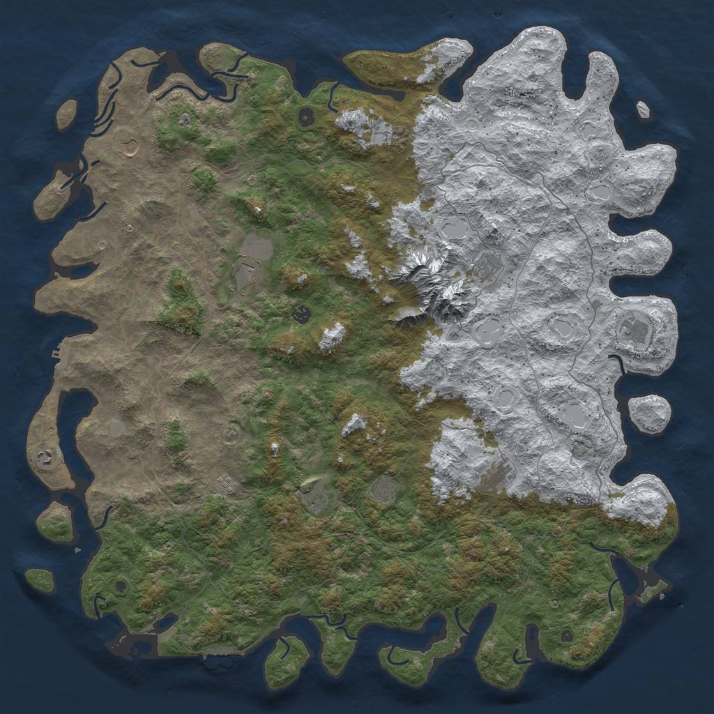 Rust Map: Procedural Map, Size: 6000, Seed: 458247, 20 Monuments