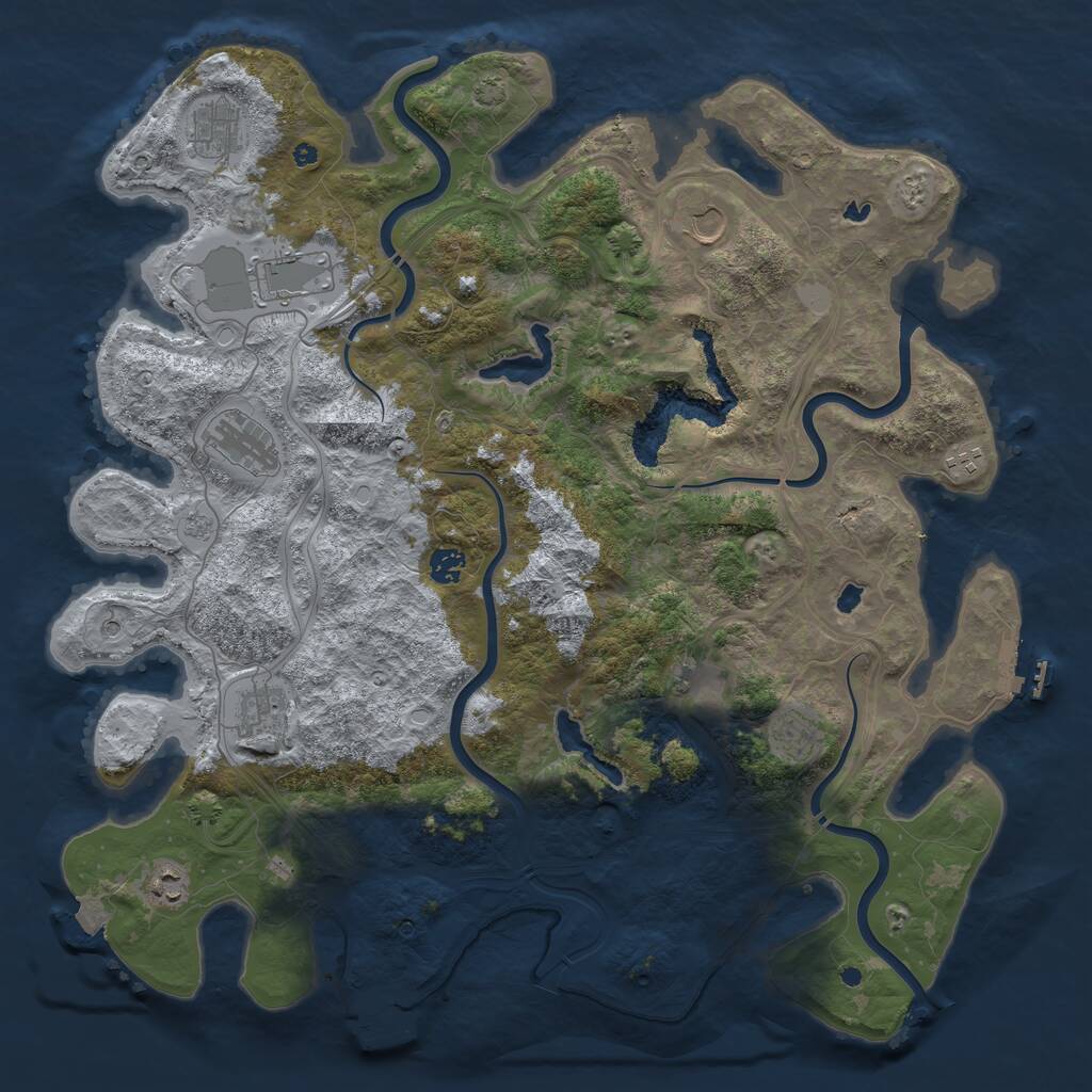 Rust Map: Procedural Map, Size: 4500, Seed: 2870345, 16 Monuments