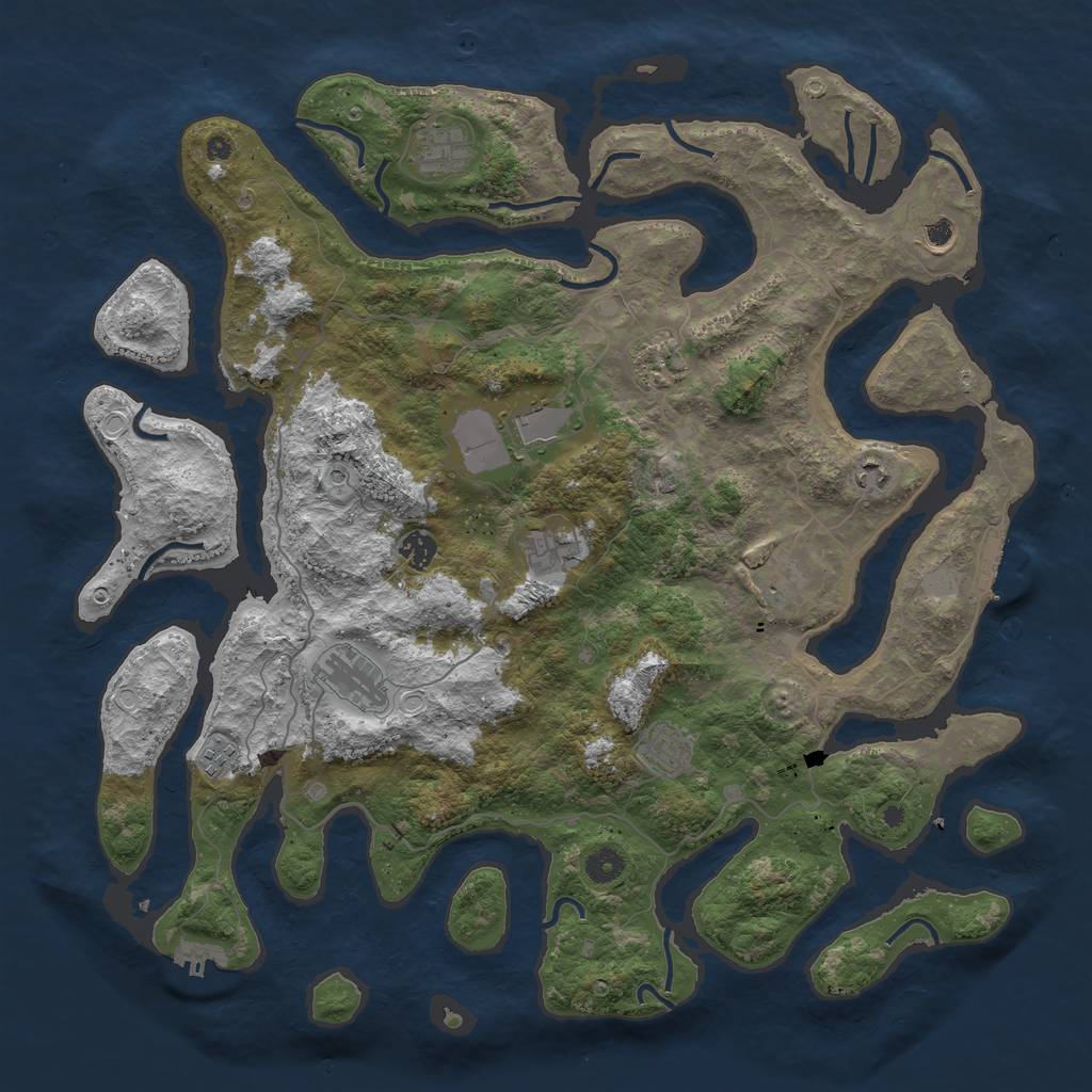 Rust Map: Procedural Map, Size: 4500, Seed: 351541, 19 Monuments