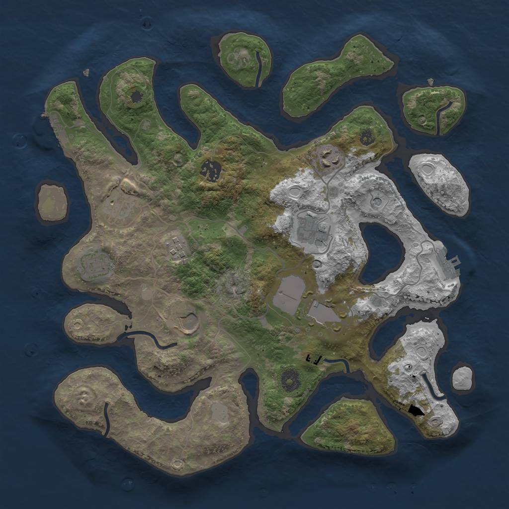 Rust Map: Procedural Map, Size: 3550, Seed: 218462, 16 Monuments