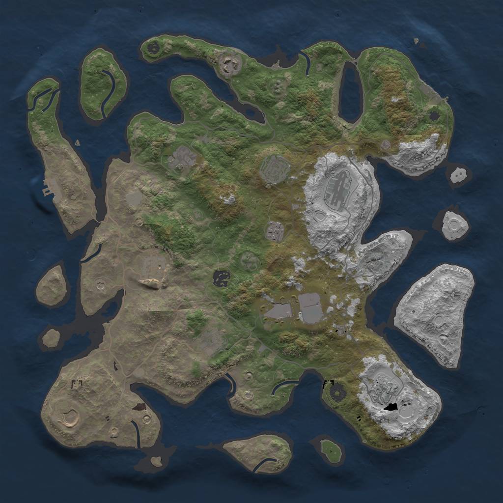 Rust Map: Procedural Map, Size: 4250, Seed: 2088612927, 19 Monuments
