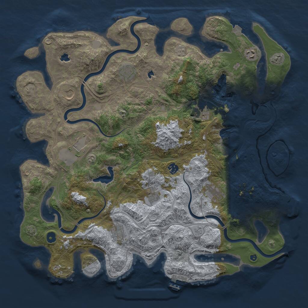 Rust Map: Procedural Map, Size: 4500, Seed: 4708607, 16 Monuments