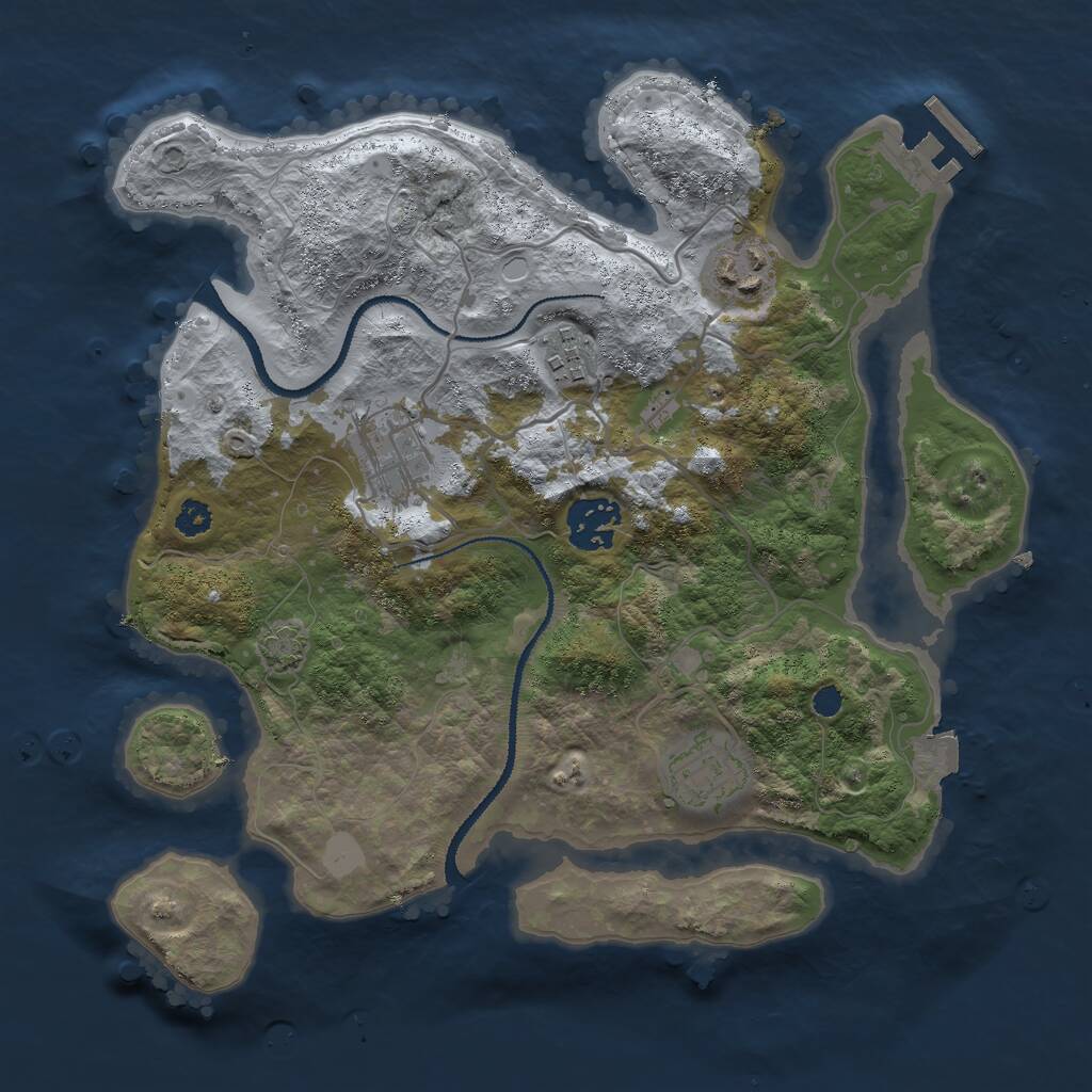 Rust Map: Procedural Map, Size: 3000, Seed: 404437, 8 Monuments