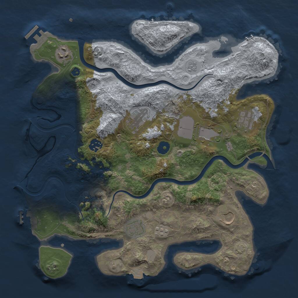 Rust Map: Procedural Map, Size: 3550, Seed: 388227, 14 Monuments