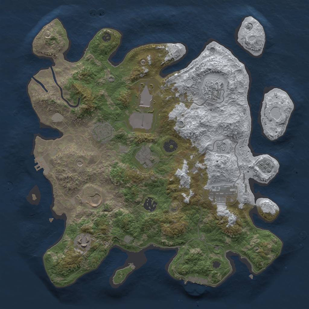 Rust Map: Procedural Map, Size: 3500, Seed: 140061311, 18 Monuments