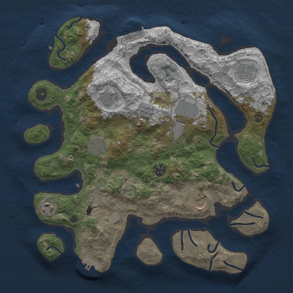 Rust Map: Procedural Map, Size: 3550, Seed: 69795, 16 Monuments