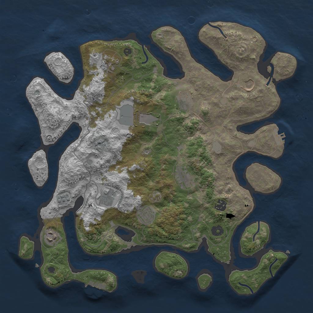 Rust Map: Procedural Map, Size: 4000, Seed: 785936, 18 Monuments