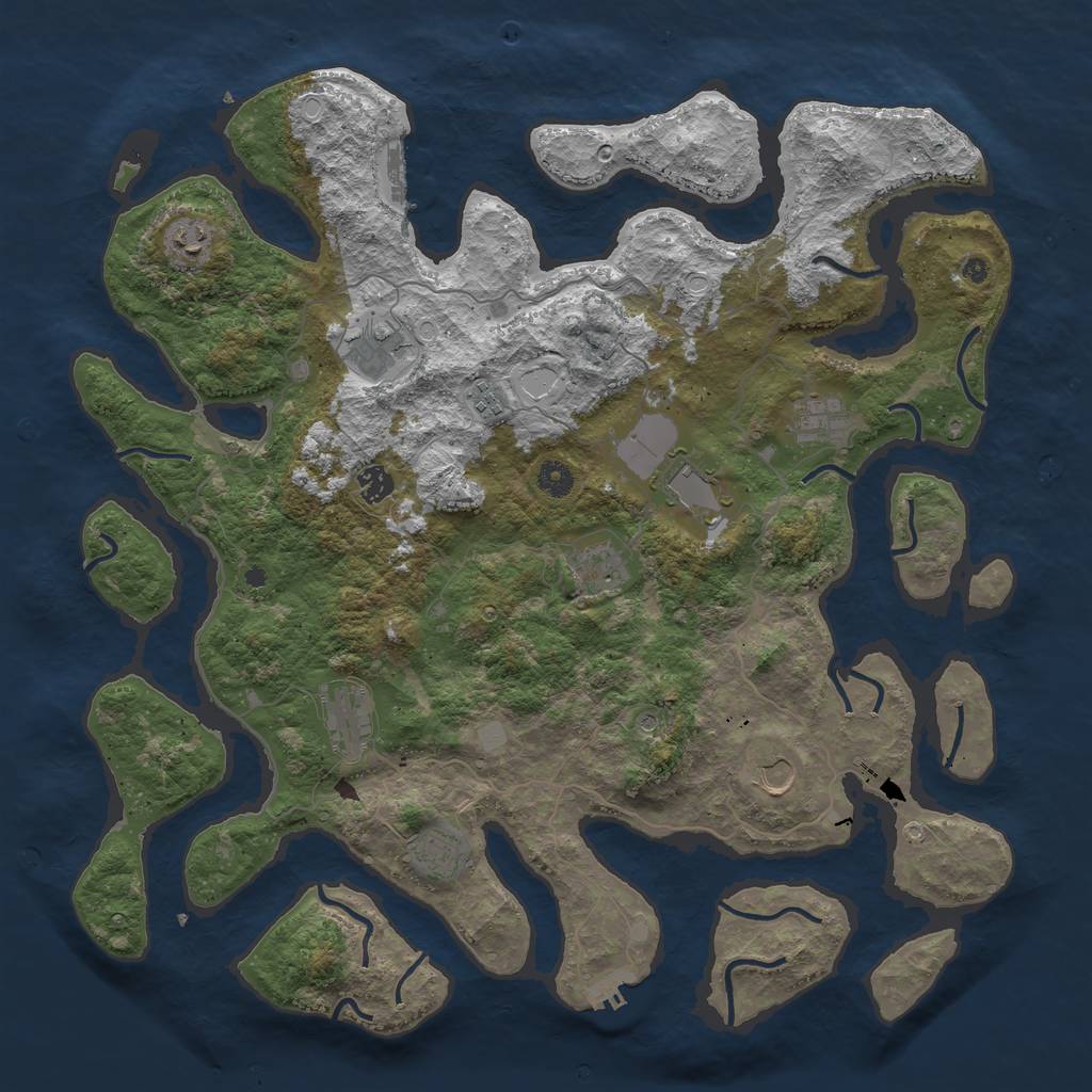 Rust Map: Procedural Map, Size: 4500, Seed: 2165901, 18 Monuments