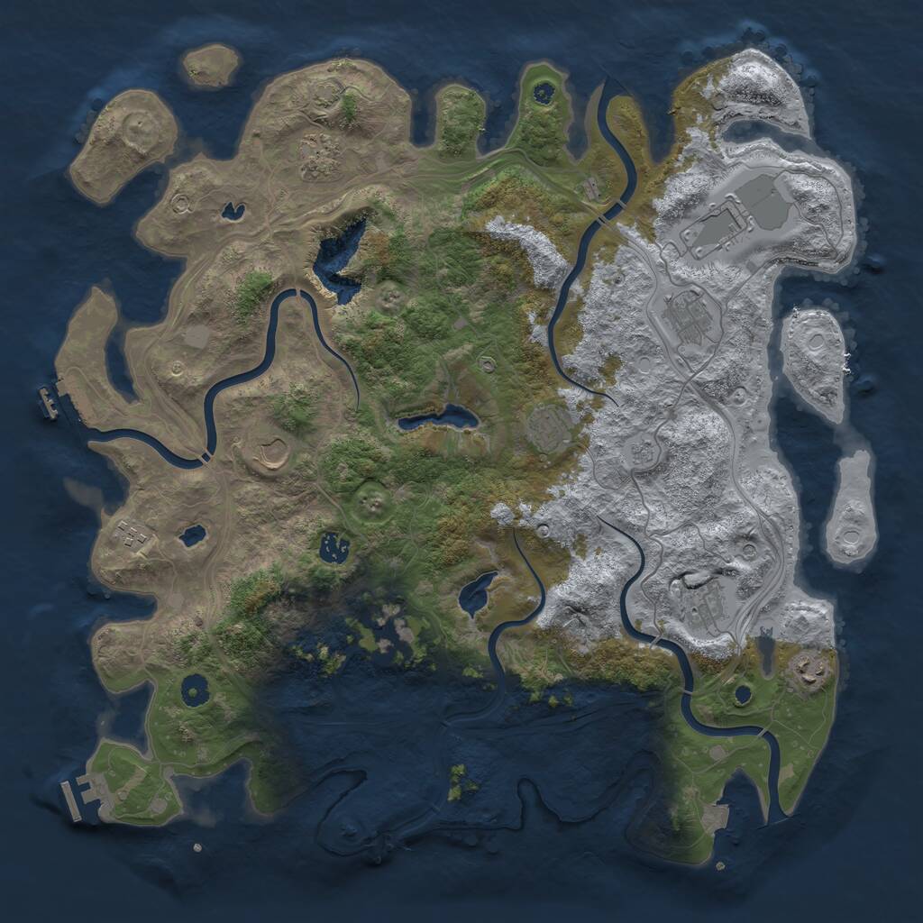 Rust Map: Procedural Map, Size: 4500, Seed: 649655, 16 Monuments