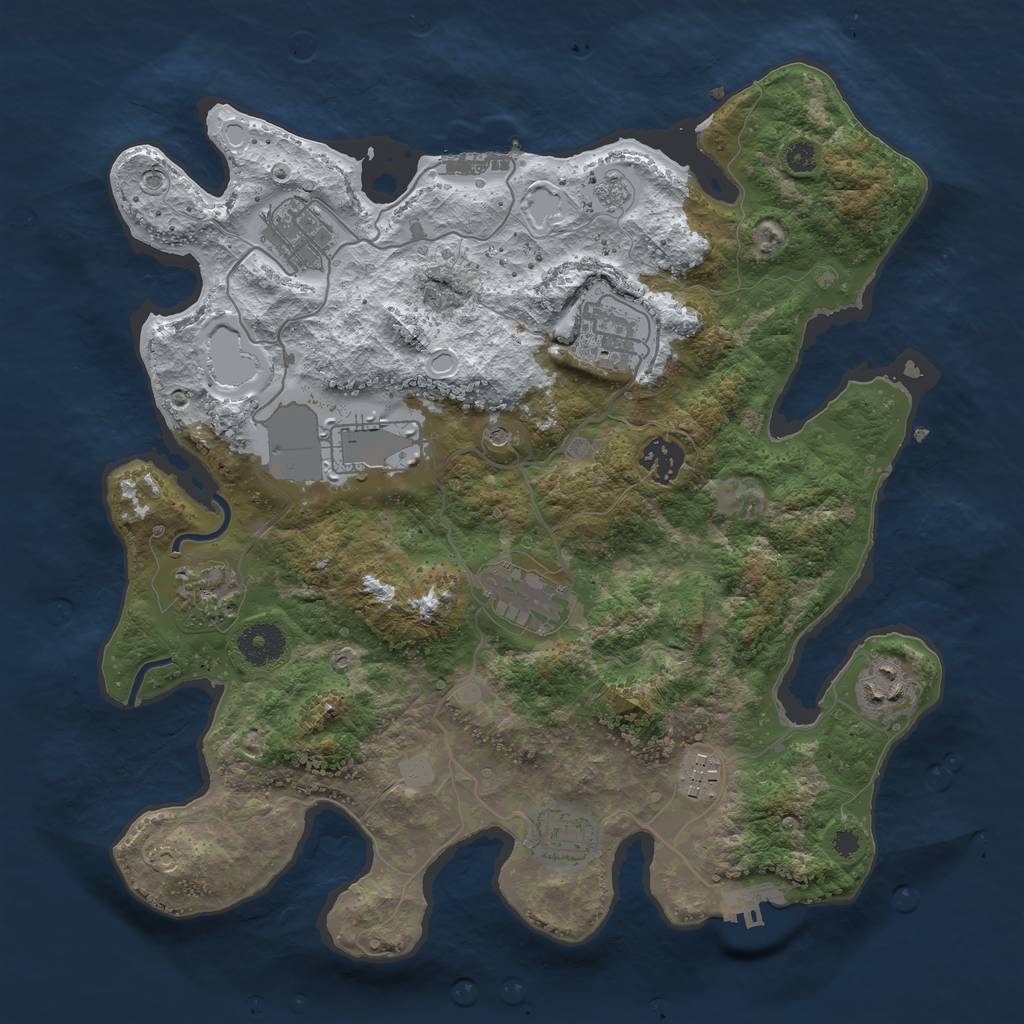 Rust Map: Procedural Map, Size: 3500, Seed: 909679, 18 Monuments