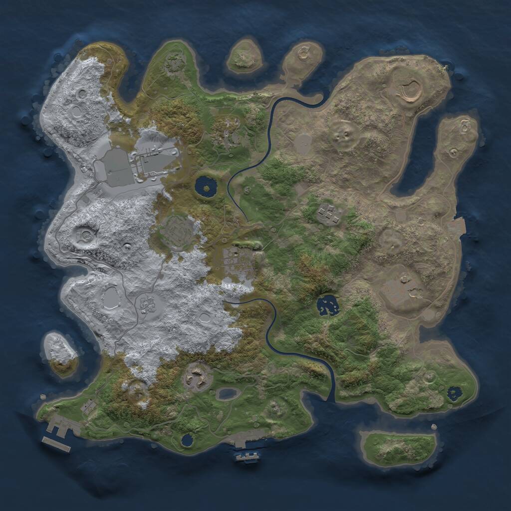 Rust Map: Procedural Map, Size: 3500, Seed: 981956551, 15 Monuments