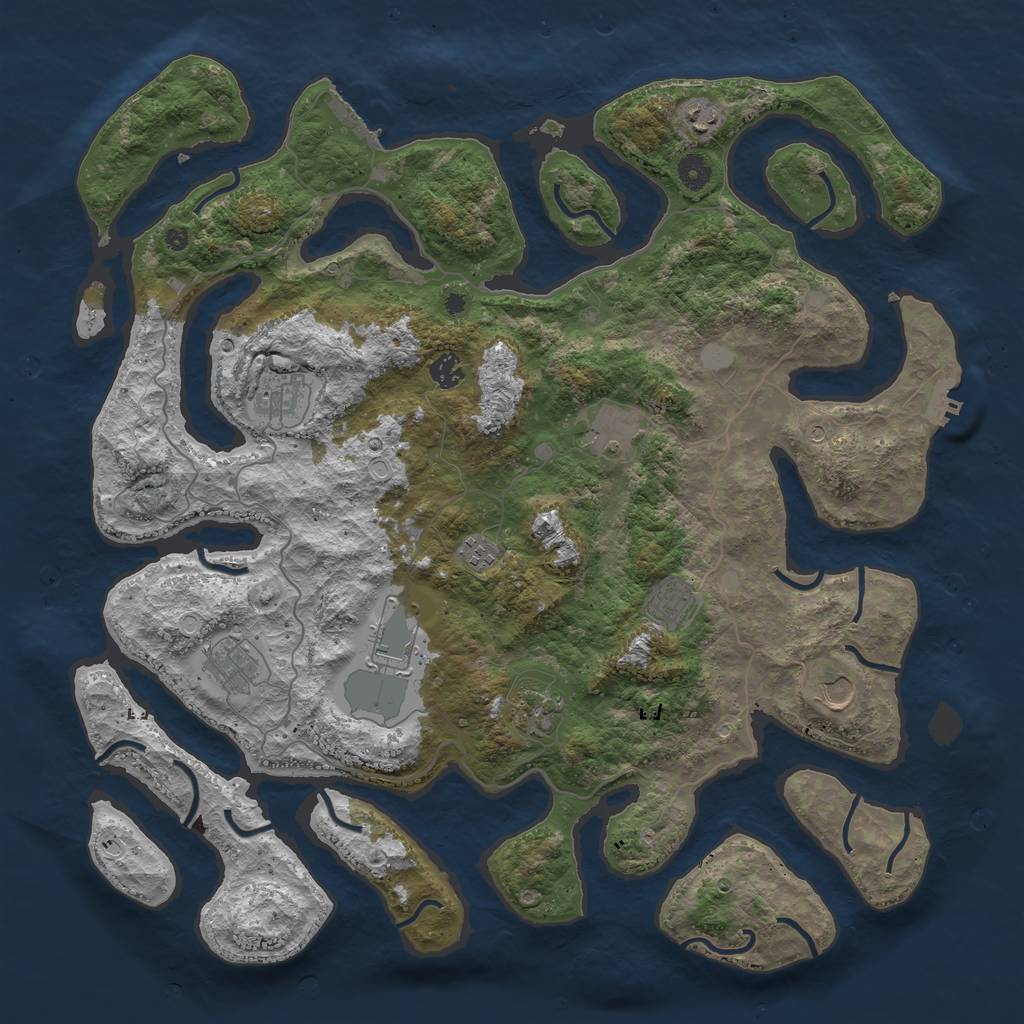 Rust Map: Procedural Map, Size: 4500, Seed: 261255, 18 Monuments