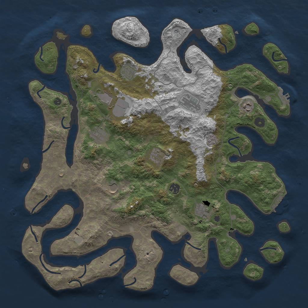 Rust Map: Procedural Map, Size: 4500, Seed: 4057974, 18 Monuments