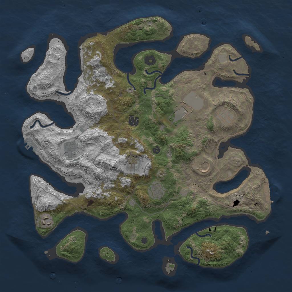 Rust Map: Procedural Map, Size: 4000, Seed: 52787, 18 Monuments