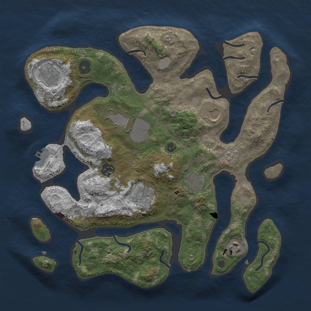 Rust Map: Procedural Map, Size: 3550, Seed: 12671, 15 Monuments