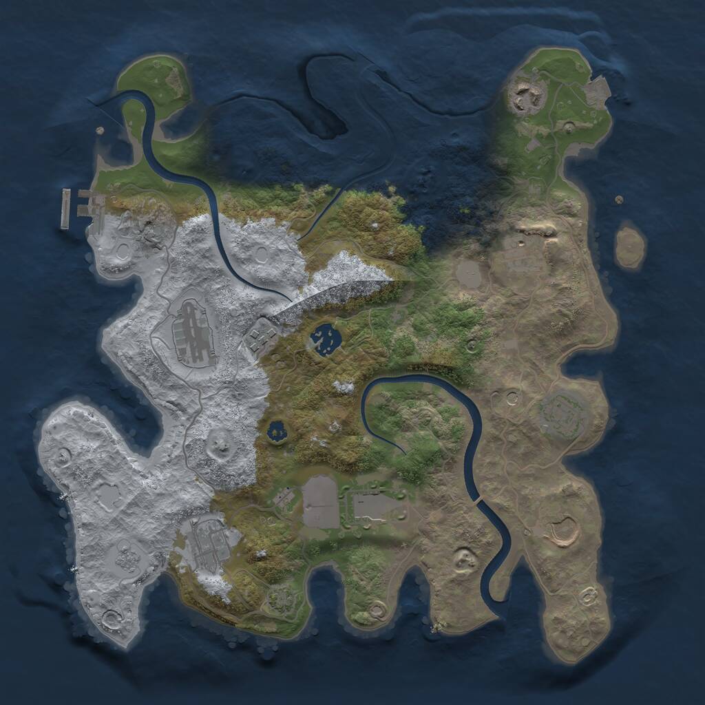 Rust Map: Procedural Map, Size: 3500, Seed: 5125453, 14 Monuments