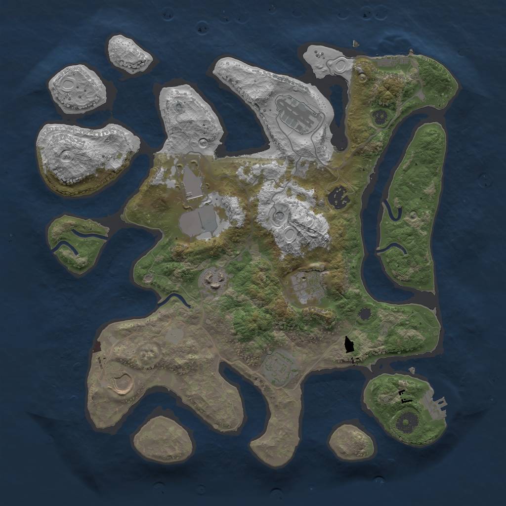 Rust Map: Procedural Map, Size: 3550, Seed: 618390, 15 Monuments