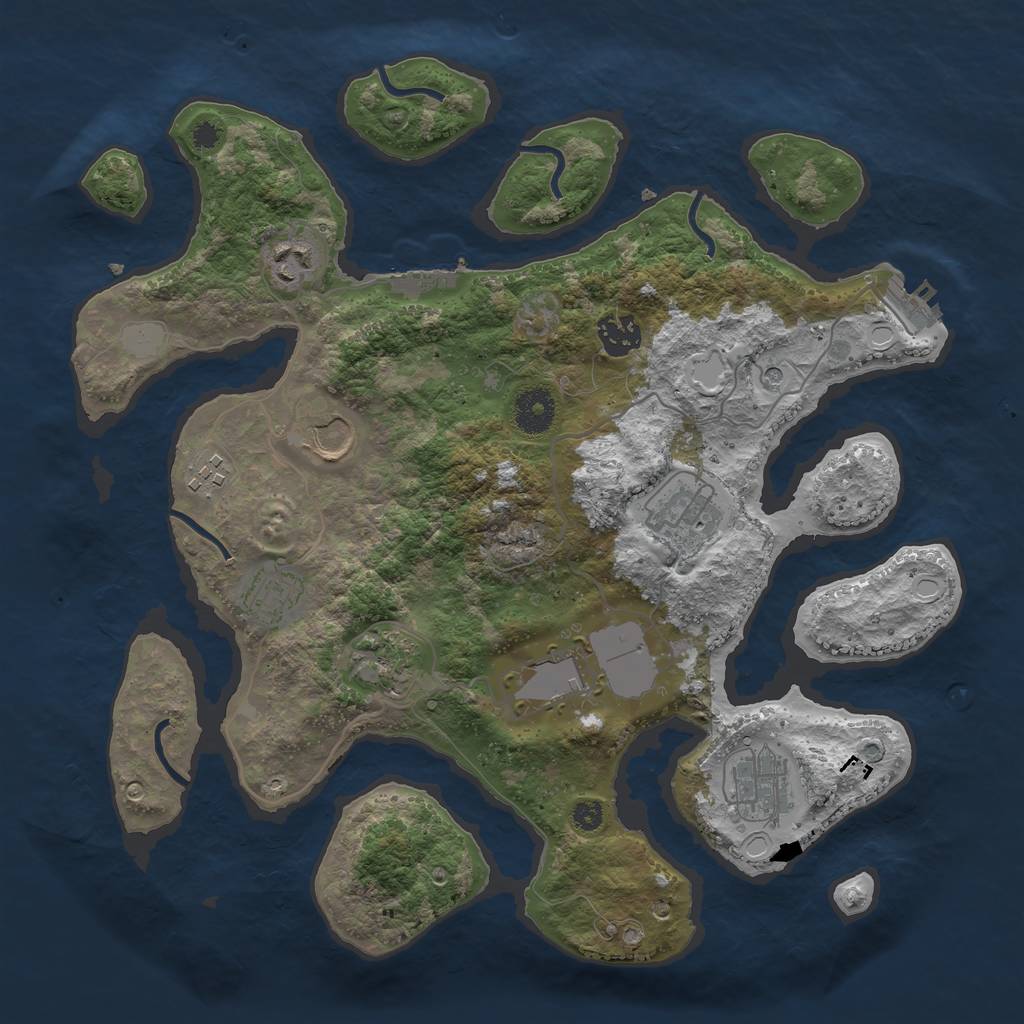 Rust Map: Procedural Map, Size: 3550, Seed: 797589, 17 Monuments