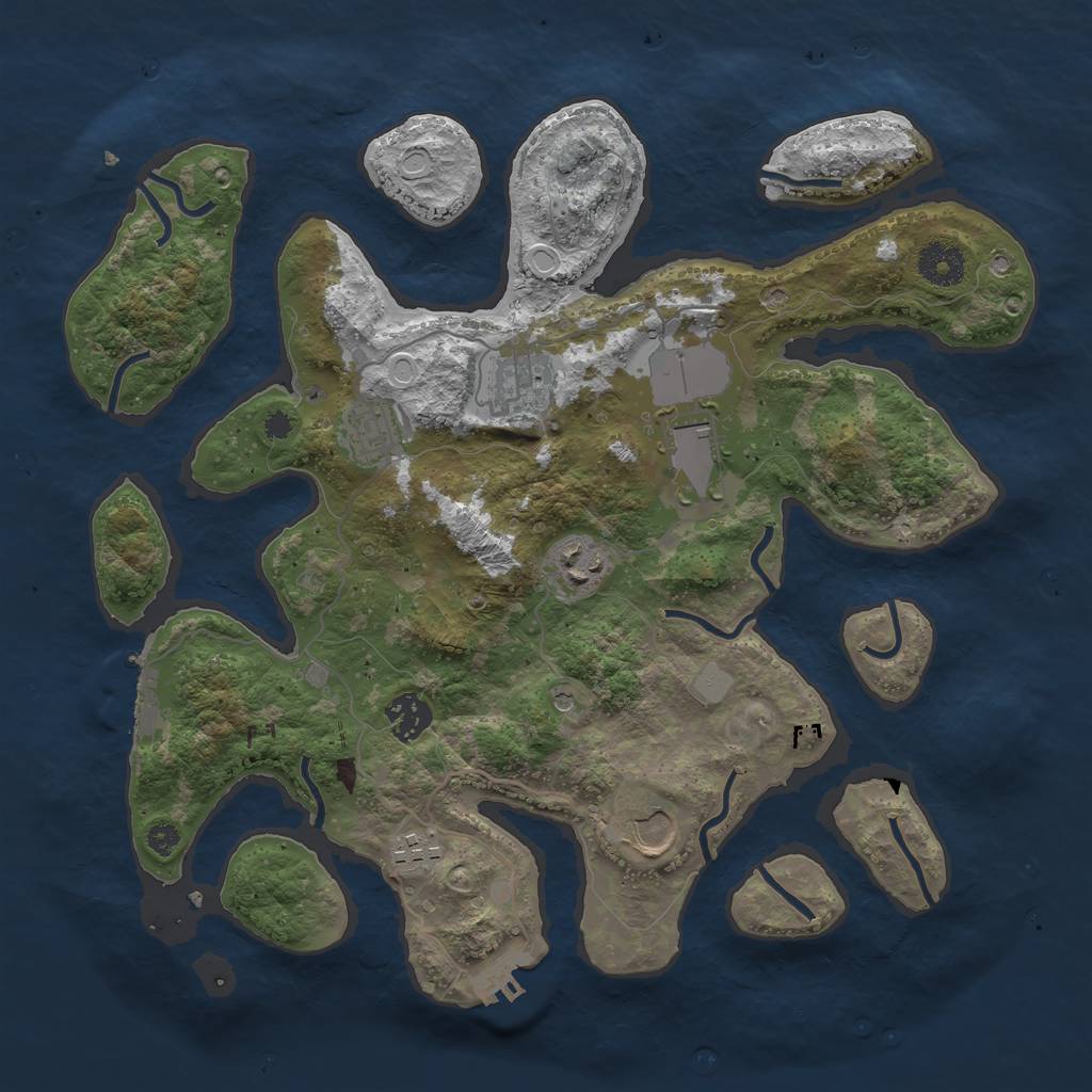 Rust Map: Procedural Map, Size: 3550, Seed: 809415, 15 Monuments