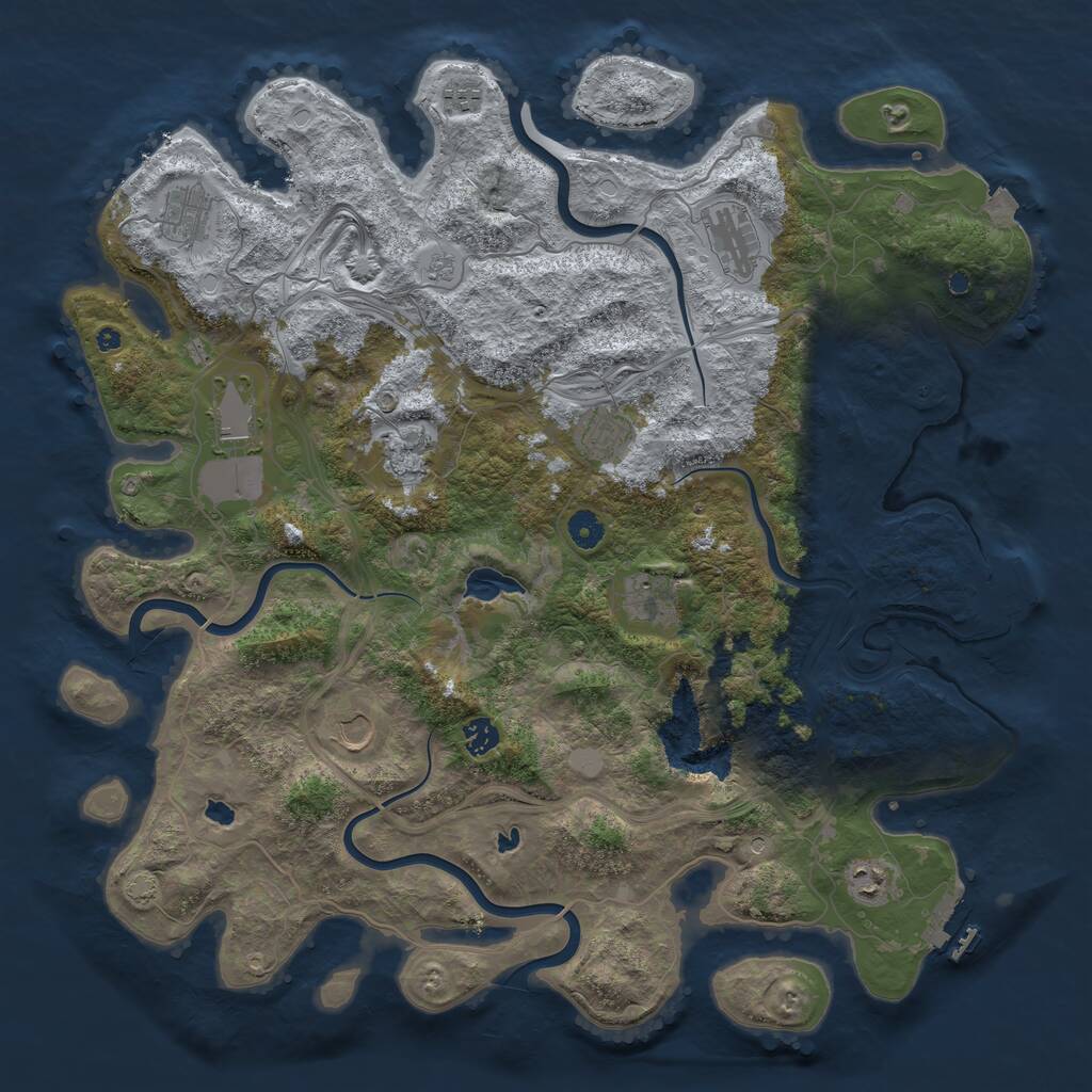 Rust Map: Procedural Map, Size: 4500, Seed: 4381024, 16 Monuments