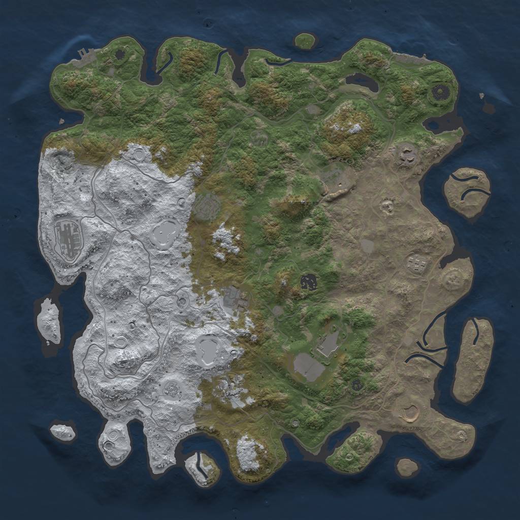 Rust Map: Procedural Map, Size: 4500, Seed: 4950836, 19 Monuments