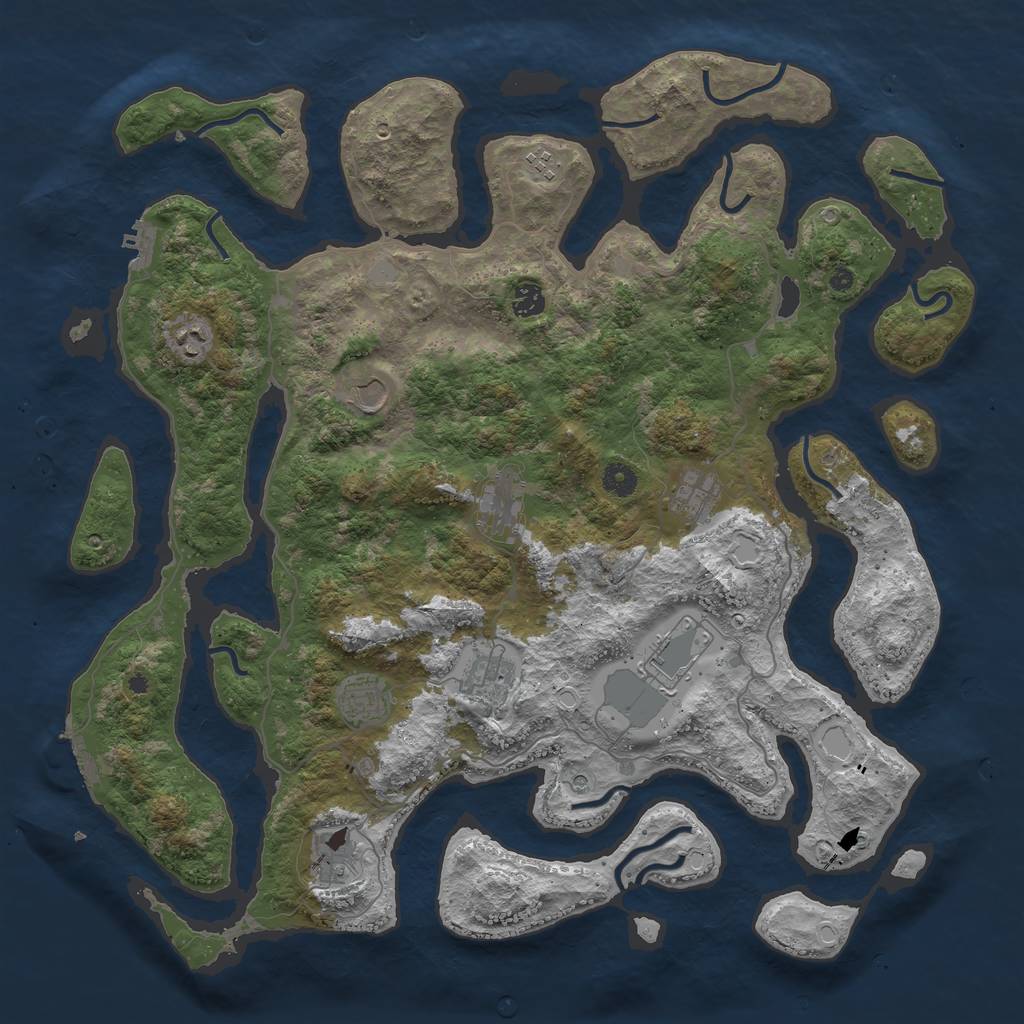 Rust Map: Procedural Map, Size: 4500, Seed: 1004081, 18 Monuments