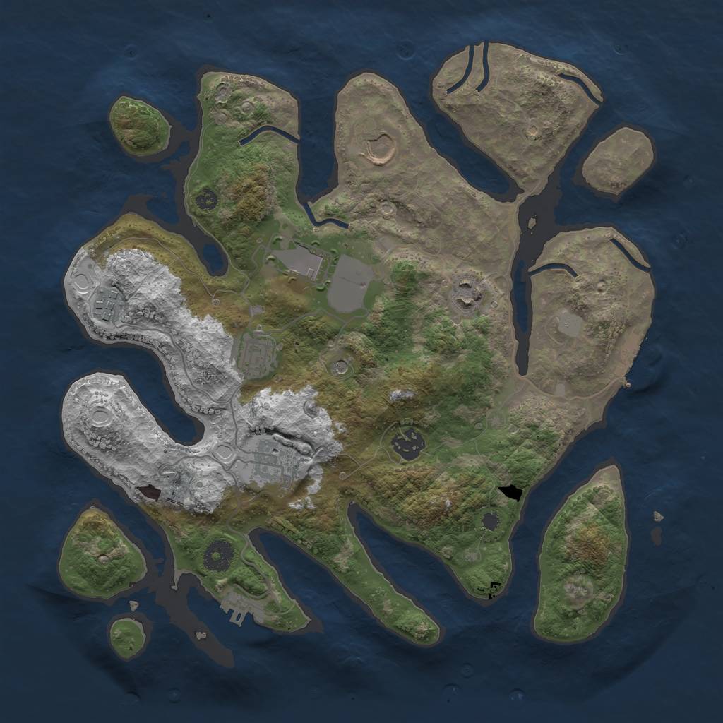 Rust Map: Procedural Map, Size: 3500, Seed: 769530, 15 Monuments