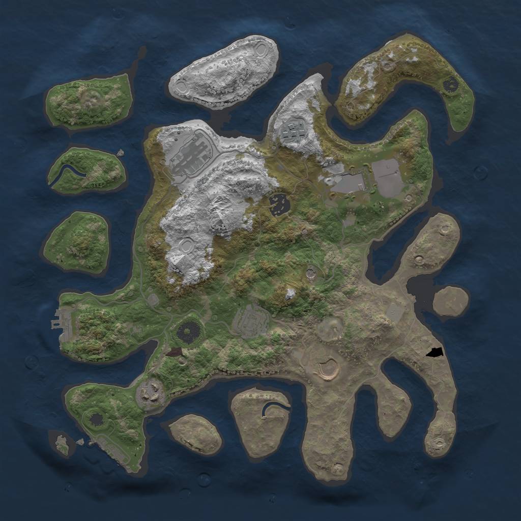 Rust Map: Procedural Map, Size: 3550, Seed: 911171, 15 Monuments