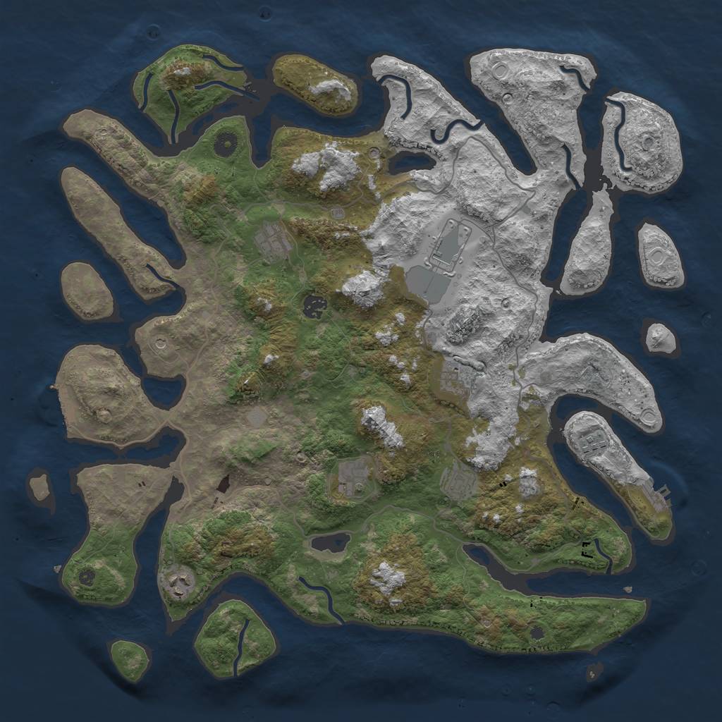 Rust Map: Procedural Map, Size: 4500, Seed: 2288156, 16 Monuments