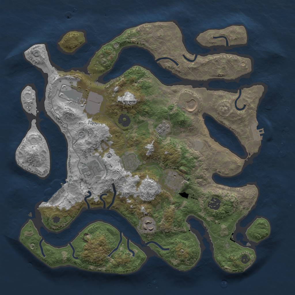 Rust Map: Procedural Map, Size: 3550, Seed: 166300, 16 Monuments