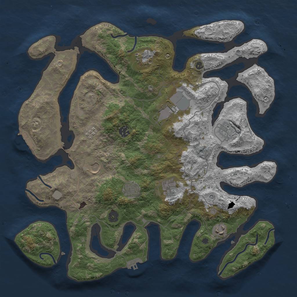 Rust Map: Procedural Map, Size: 4000, Seed: 549811150, 17 Monuments
