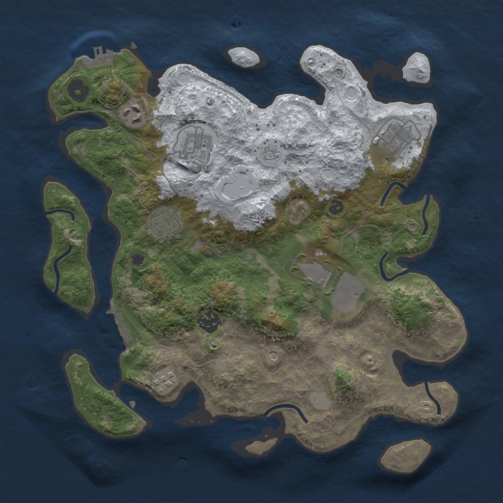 Rust Map: Procedural Map, Size: 3500, Seed: 40186360, 16 Monuments