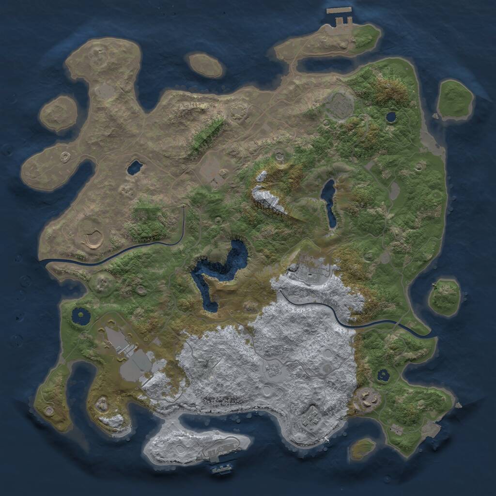 Rust Map: Procedural Map, Size: 4000, Seed: 1267266078, 13 Monuments