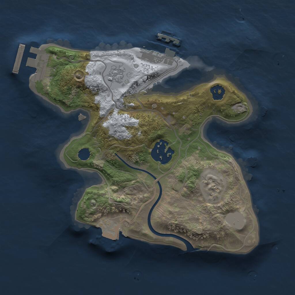 Rust Map: Procedural Map, Size: 2000, Seed: 1943036707, 5 Monuments