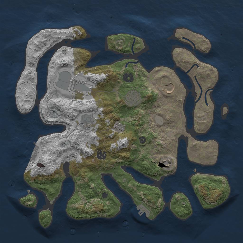 Rust Map: Procedural Map, Size: 3550, Seed: 598493, 15 Monuments