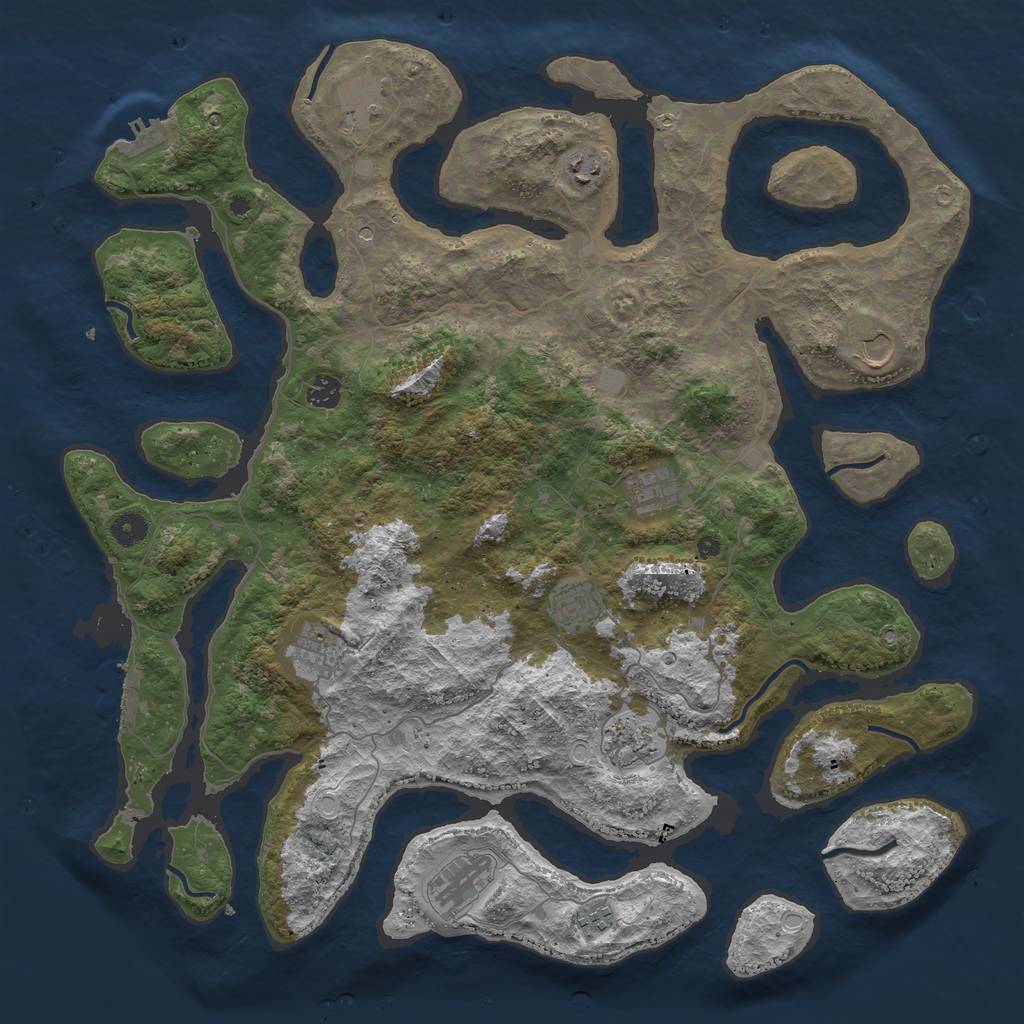 Rust Map: Procedural Map, Size: 4500, Seed: 1587254, 18 Monuments