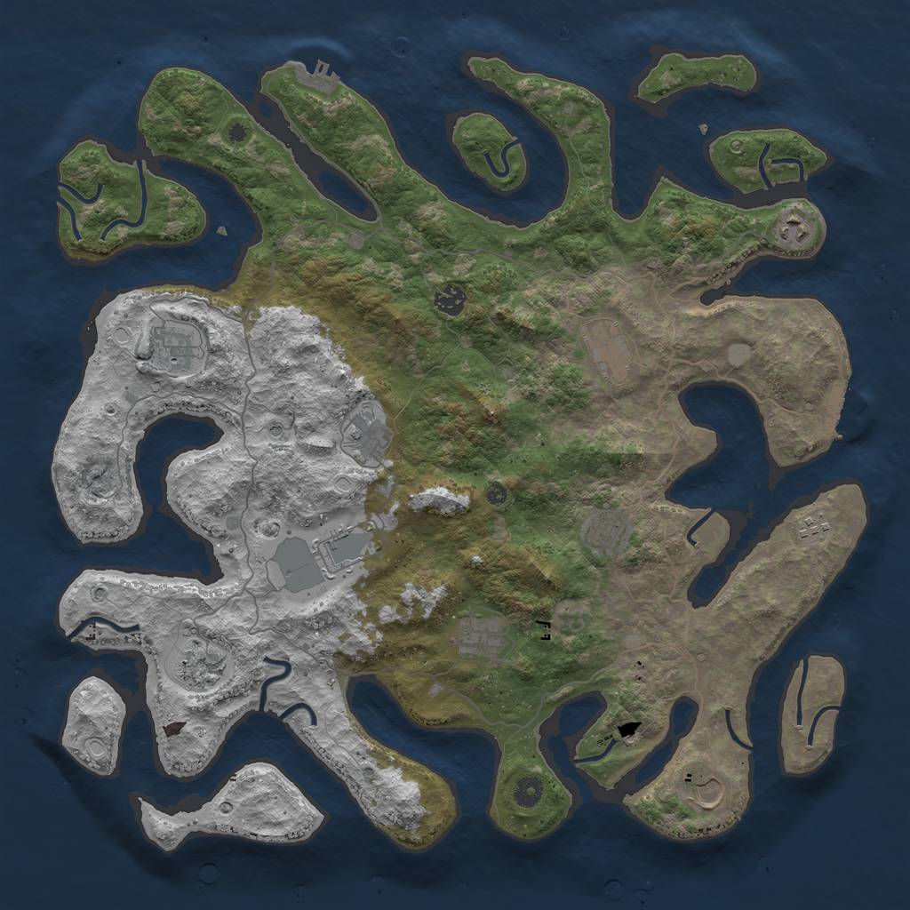 Rust Map: Procedural Map, Size: 4500, Seed: 1467781, 19 Monuments