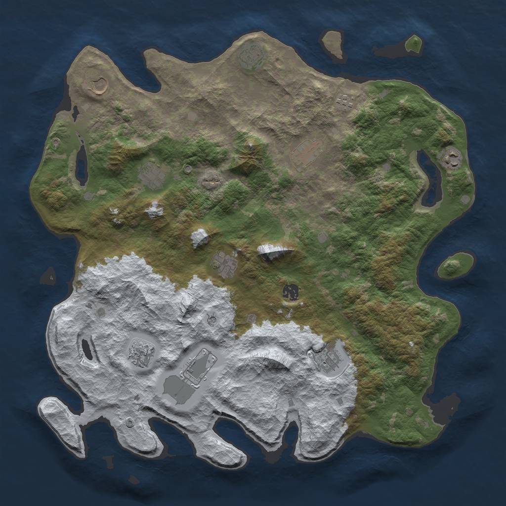 Rust Map: Barren, Size: 4500, Seed: 6456343, 14 Monuments
