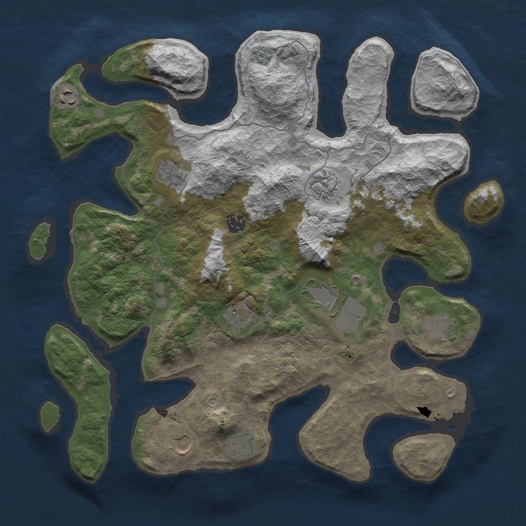 Rust Map: Barren, Size: 4100, Seed: 4755284, 13 Monuments