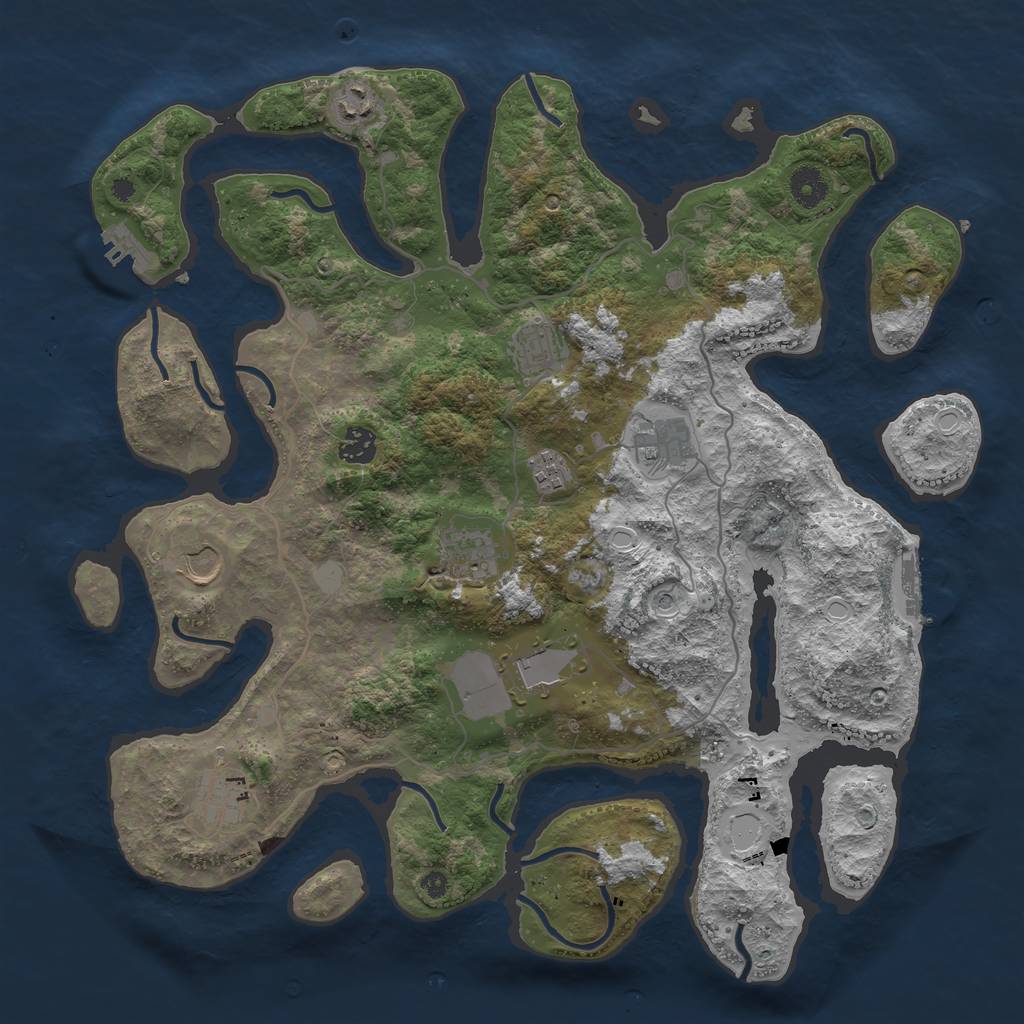 Rust Map: Procedural Map, Size: 4000, Seed: 238241, 17 Monuments