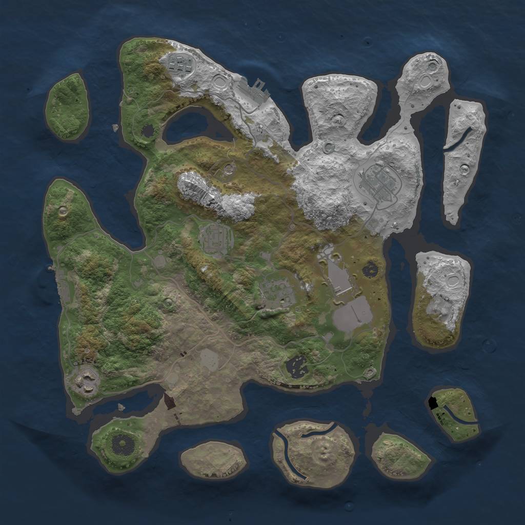 Rust Map: Procedural Map, Size: 3500, Seed: 5465087, 15 Monuments