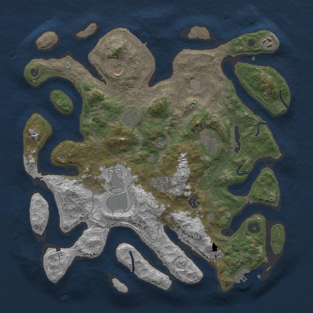 Rust Map: Procedural Map, Size: 4000, Seed: 996987, 16 Monuments