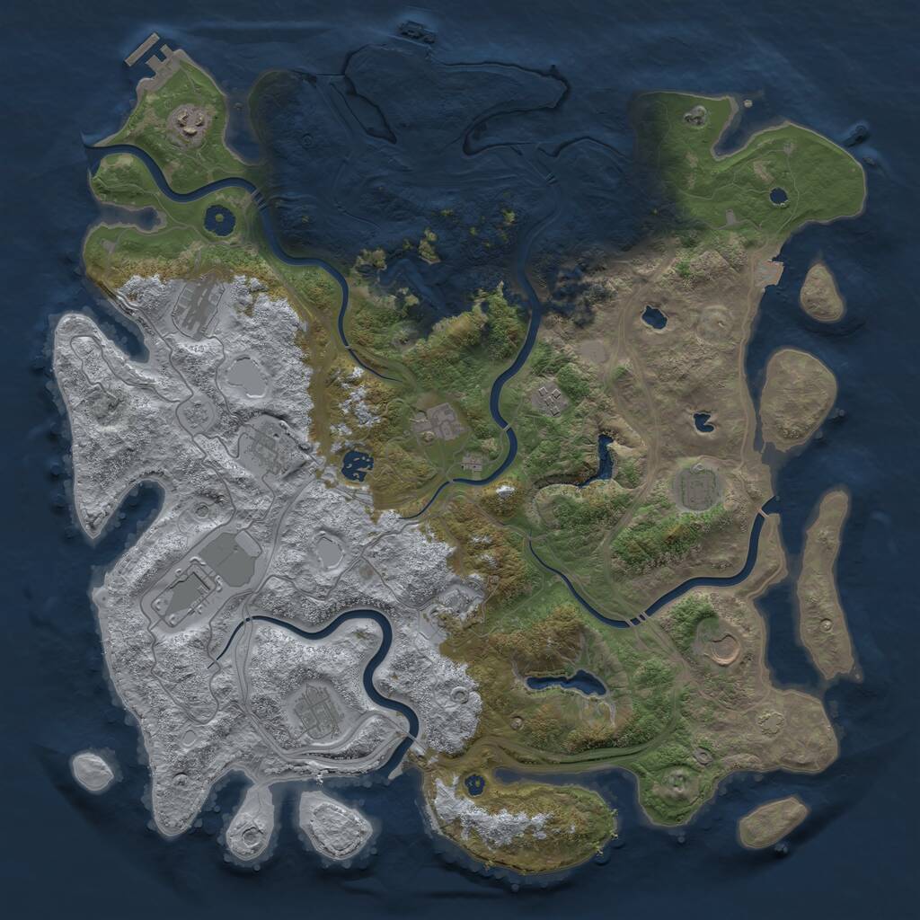 Rust Map: Procedural Map, Size: 4500, Seed: 4813019, 17 Monuments