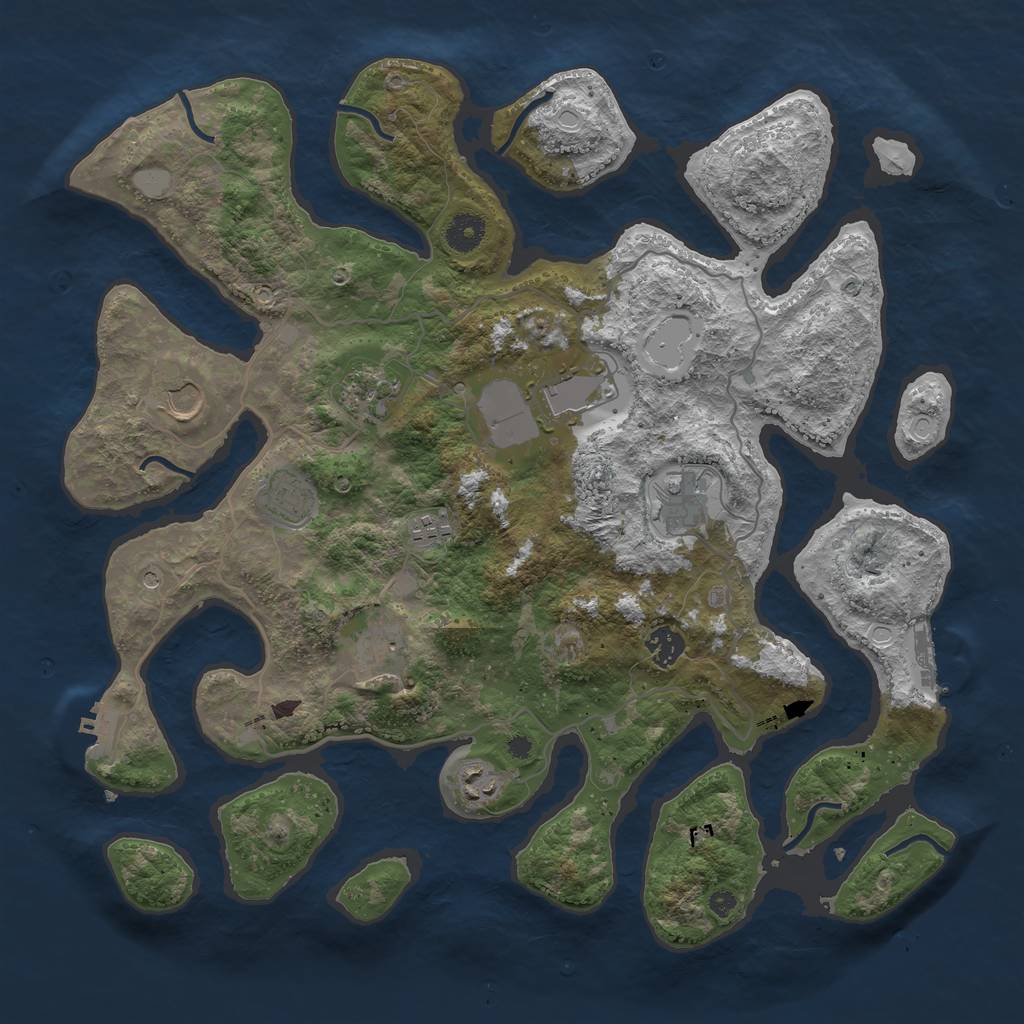Rust Map: Procedural Map, Size: 4000, Seed: 1198498571, 17 Monuments