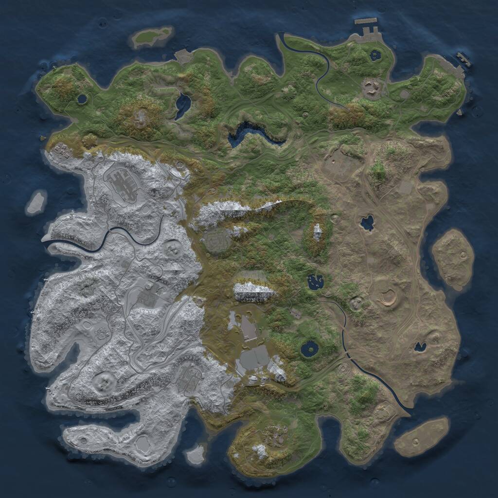 Rust Map: Procedural Map, Size: 4500, Seed: 2169384, 17 Monuments